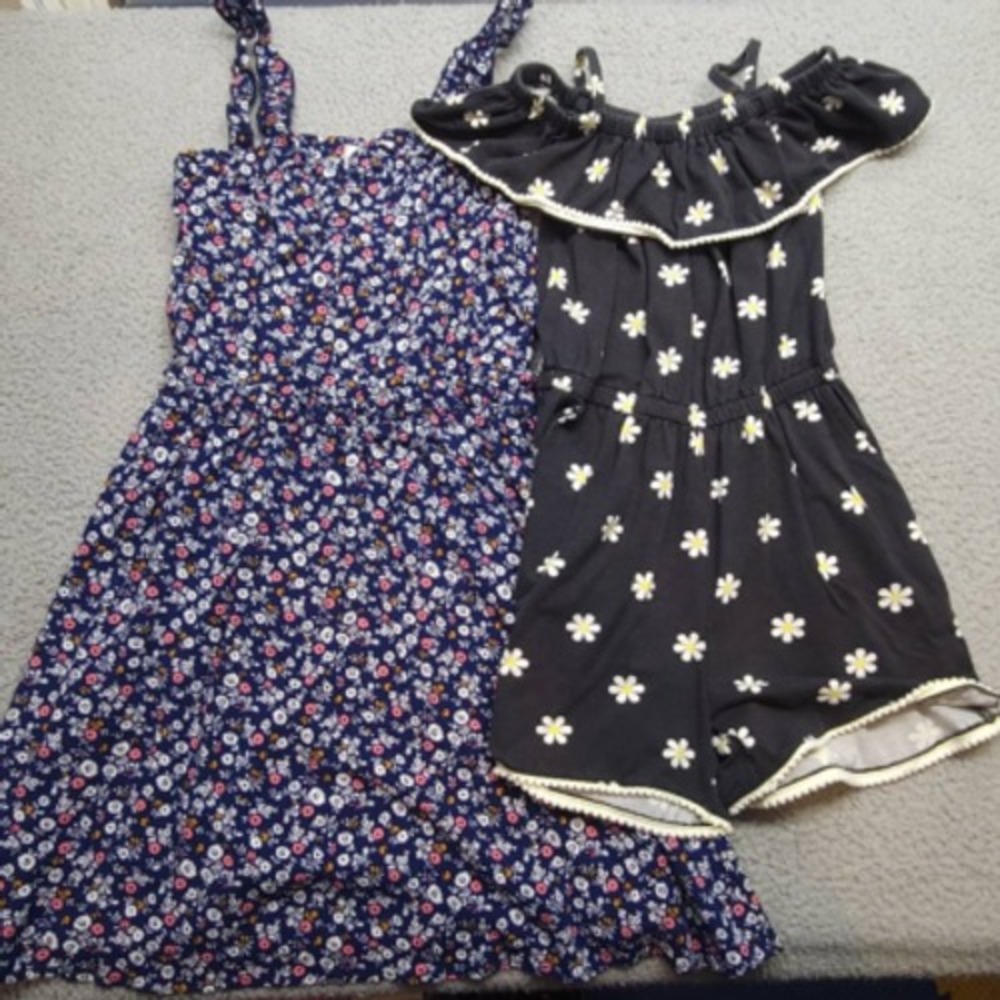 Walking On Sunshine Girls A-Line Dress Romper Lot Of 2 Multicolor Floral M New
